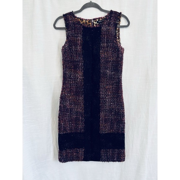 BlenderBottle Dresses & Skirts - Ecetera Tweed Boucle Wool Blend Lace Dress With Leopard Lining